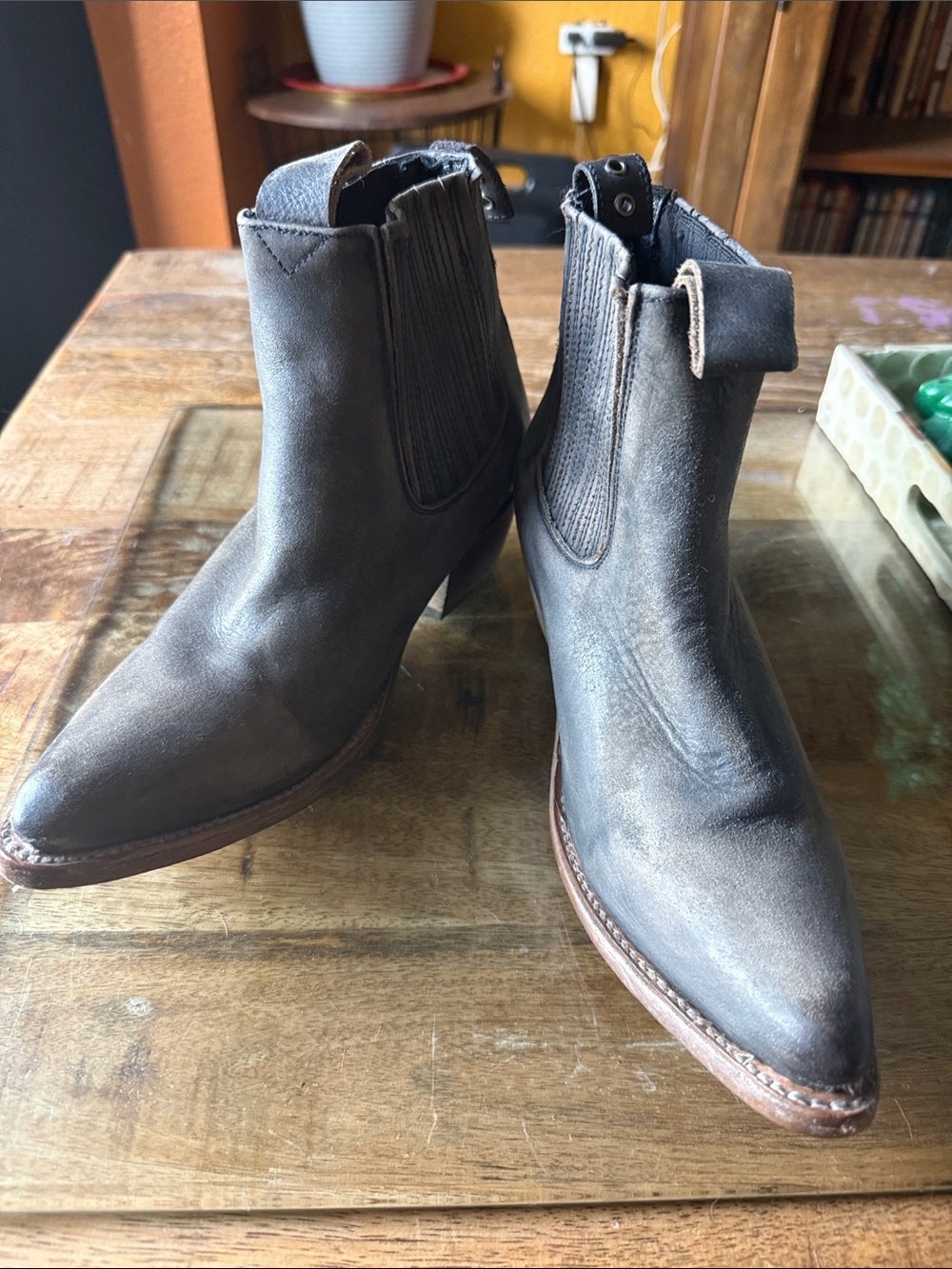 Freebird by Steven Brown Pointed Toe Leather Ankle Booties